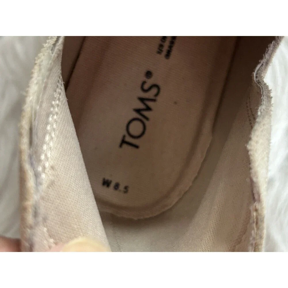 TOMS Women’s 8.5 Sand Beige Leather Wedge Ankle Booties Neutral Boho Career